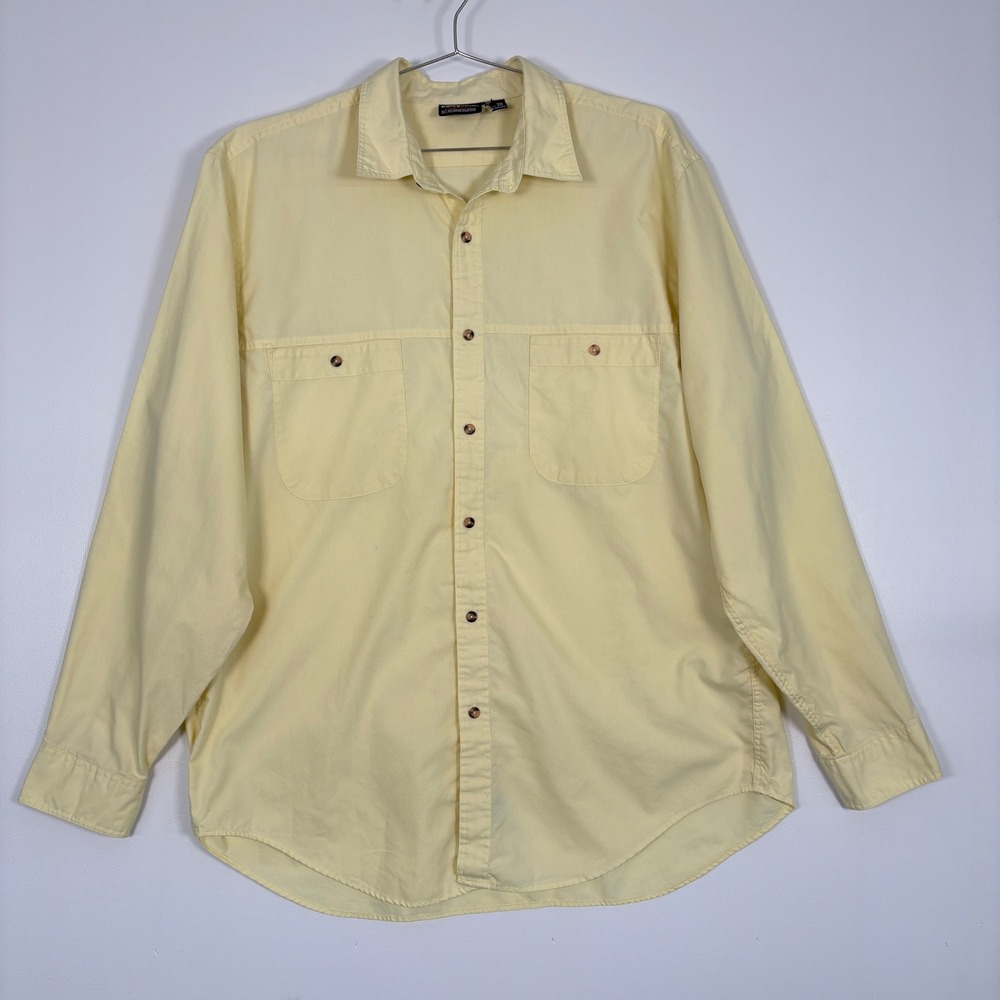 Patagonia Mens Button Down Shirt XL Yellow DualSpun Long Sleeve Utility 9159